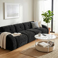 Homy Casa 140 In Velvet Modular Cloud Sofa With Round Storage Coffee Table Set For Living Room Apartment
