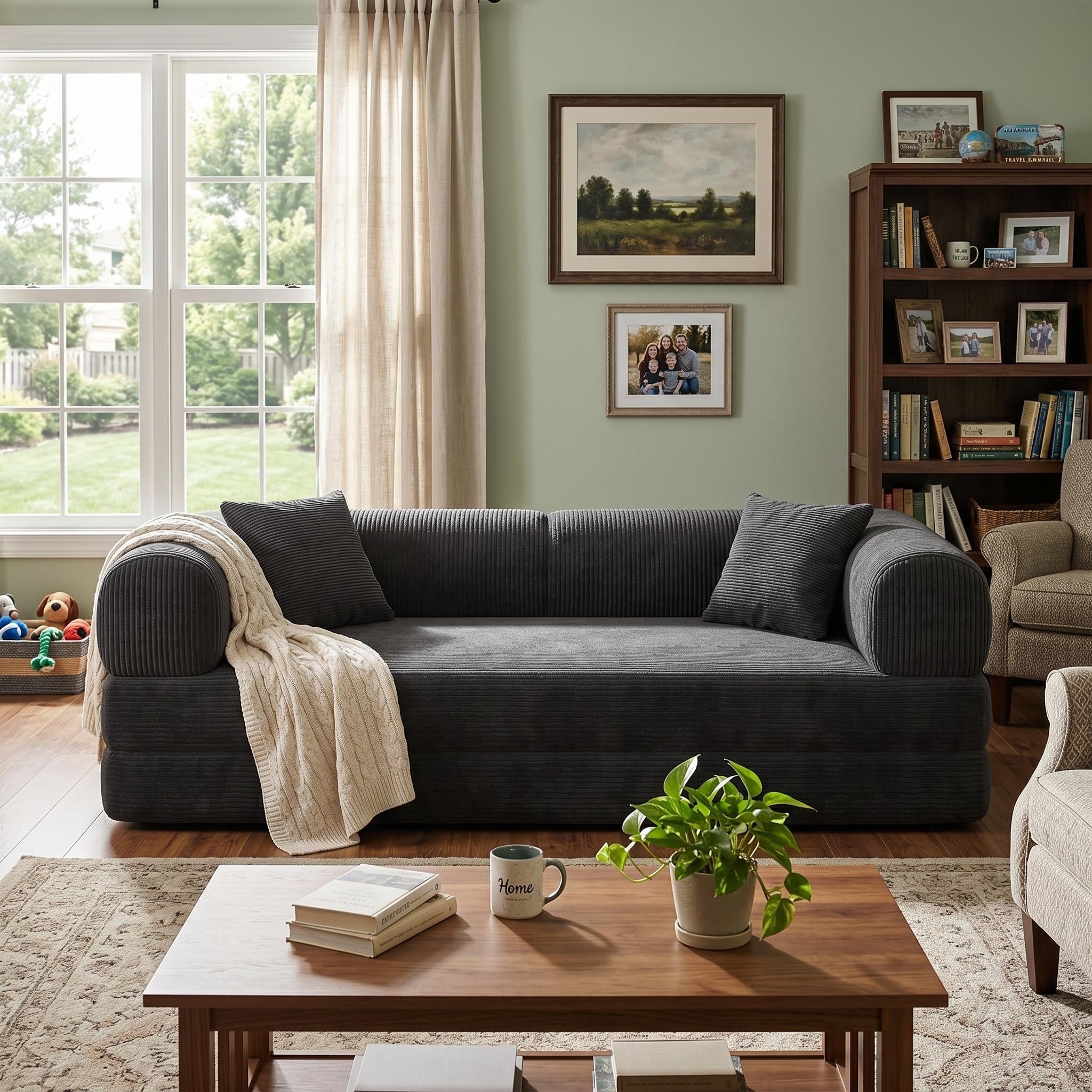 Homy Casa Convertible Floor Sofa Bed Modular Compression Couch No Assembly 3 In 1 Lounge Sleeper For Small Space Living Room