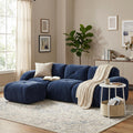Homy Casa L Shaped Velvet Cloud Sofa With Movable Ottoman And Round Storage End Table Set For Living Room Sofa With End Table