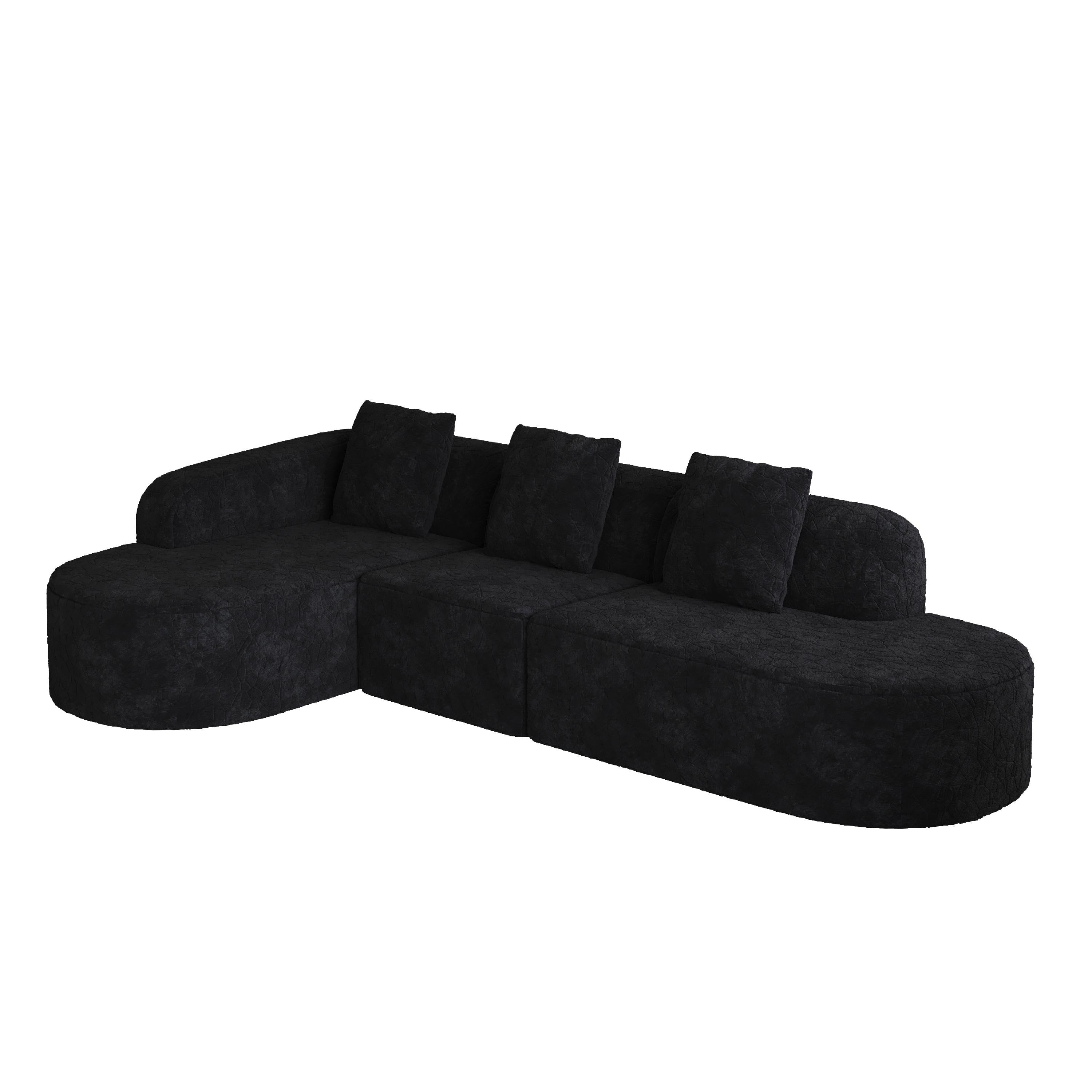 Homylin 112 Curved L Shaped Modular Sofa With Chaise 3 Seat Polyester