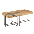 Honeycomb Blue Stone And Pine Coffee Table