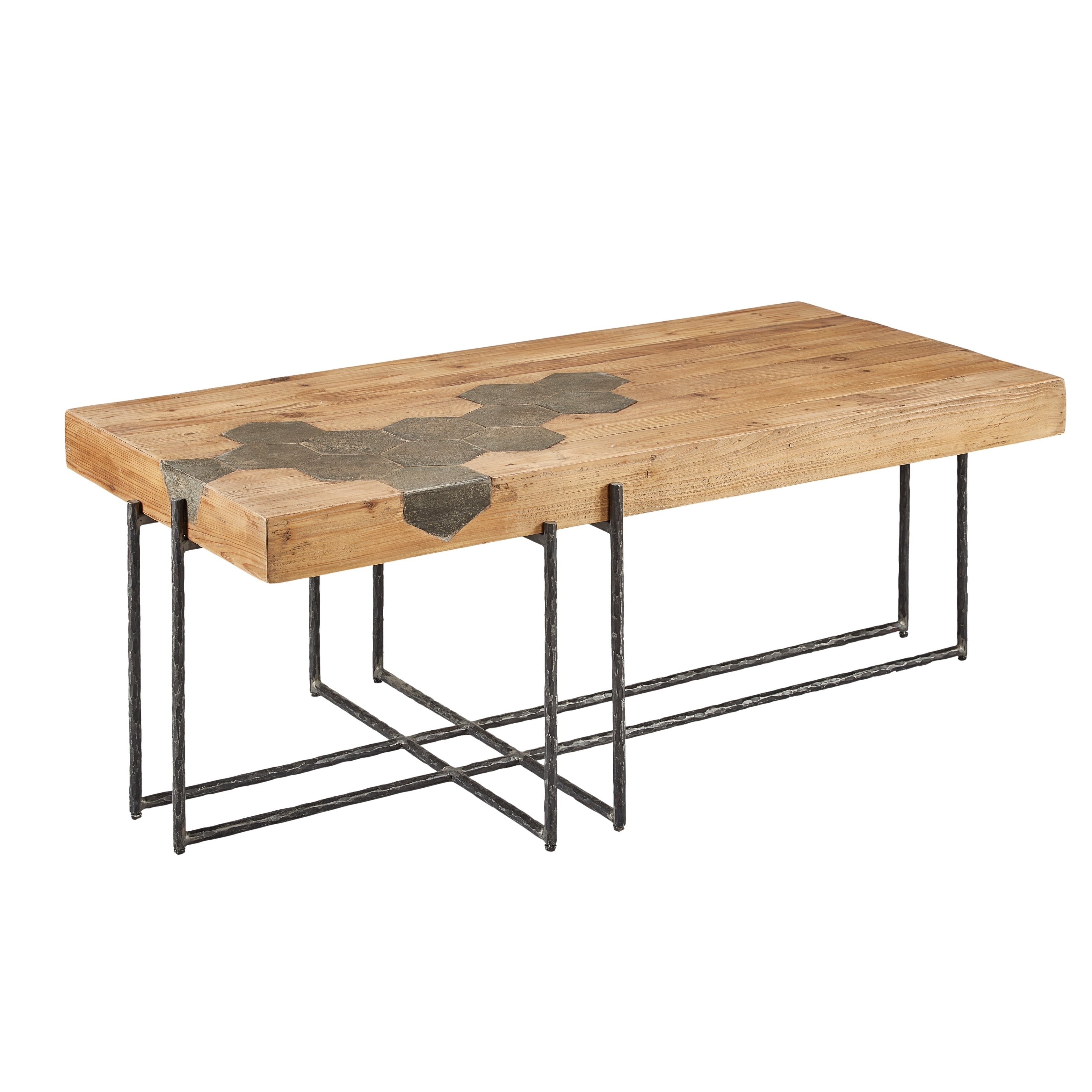 Honeycomb Blue Stone And Pine Coffee Table