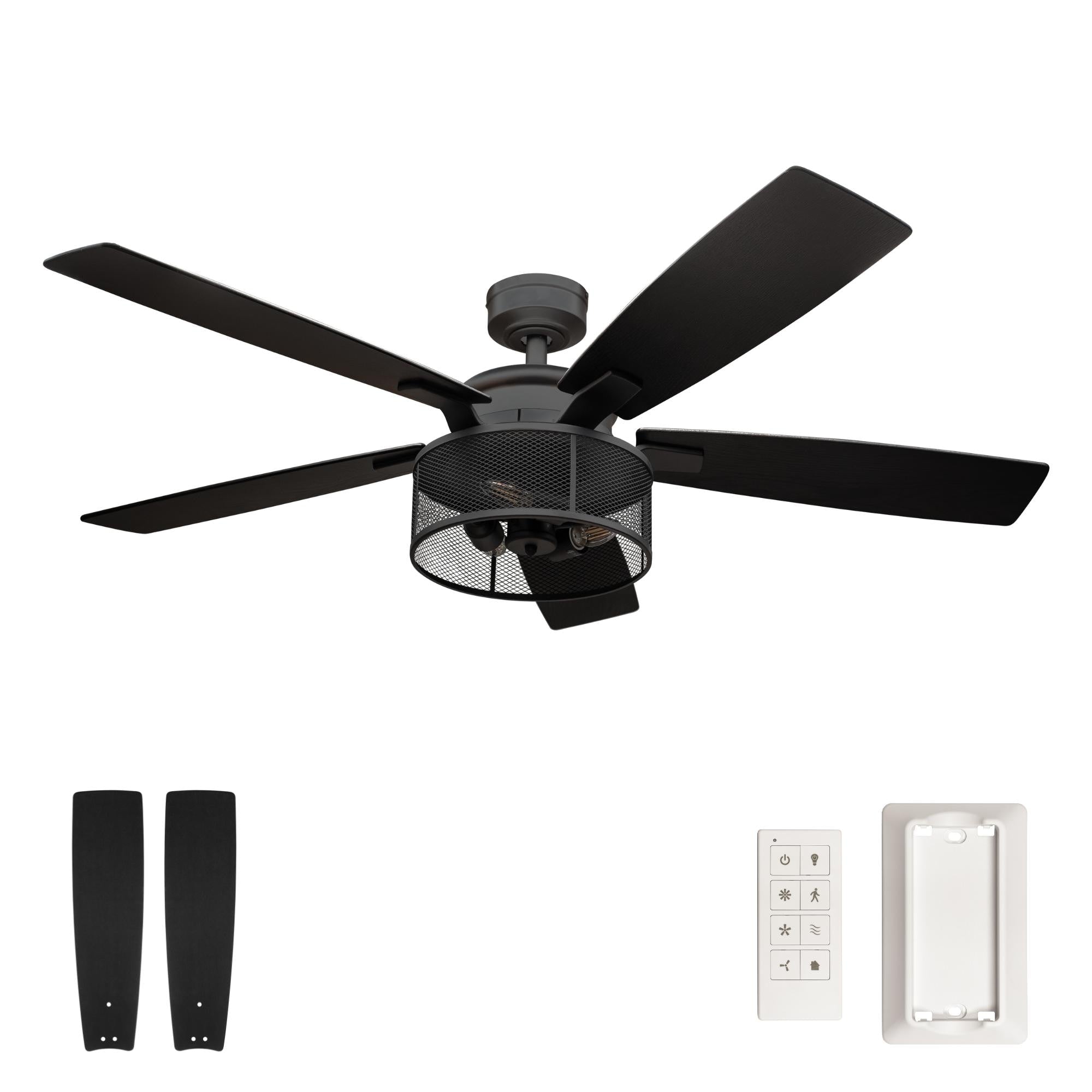 Honeywell Carnegie 52 Matte Black Indoor Ceiling Fan With Light Dual Mount Remote Control