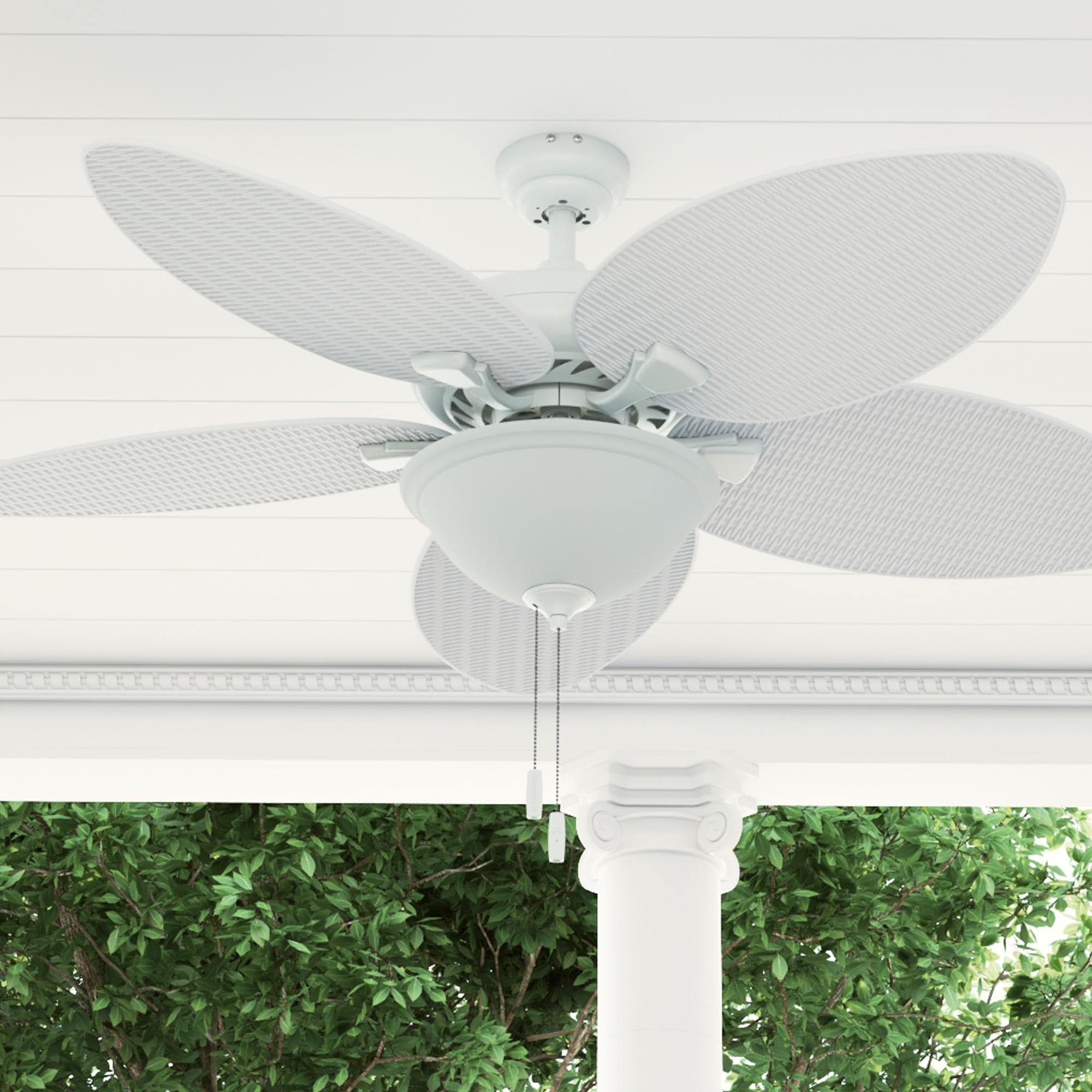 Honeywell Palm Island 52 White Tropical Led Ceiling Fan With Light Palm Leaf Blades