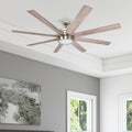 Honeywell Xerxes 62 Brushed Nickel Led Remote Control Ceiling Fan 8 Blade Integrated Light