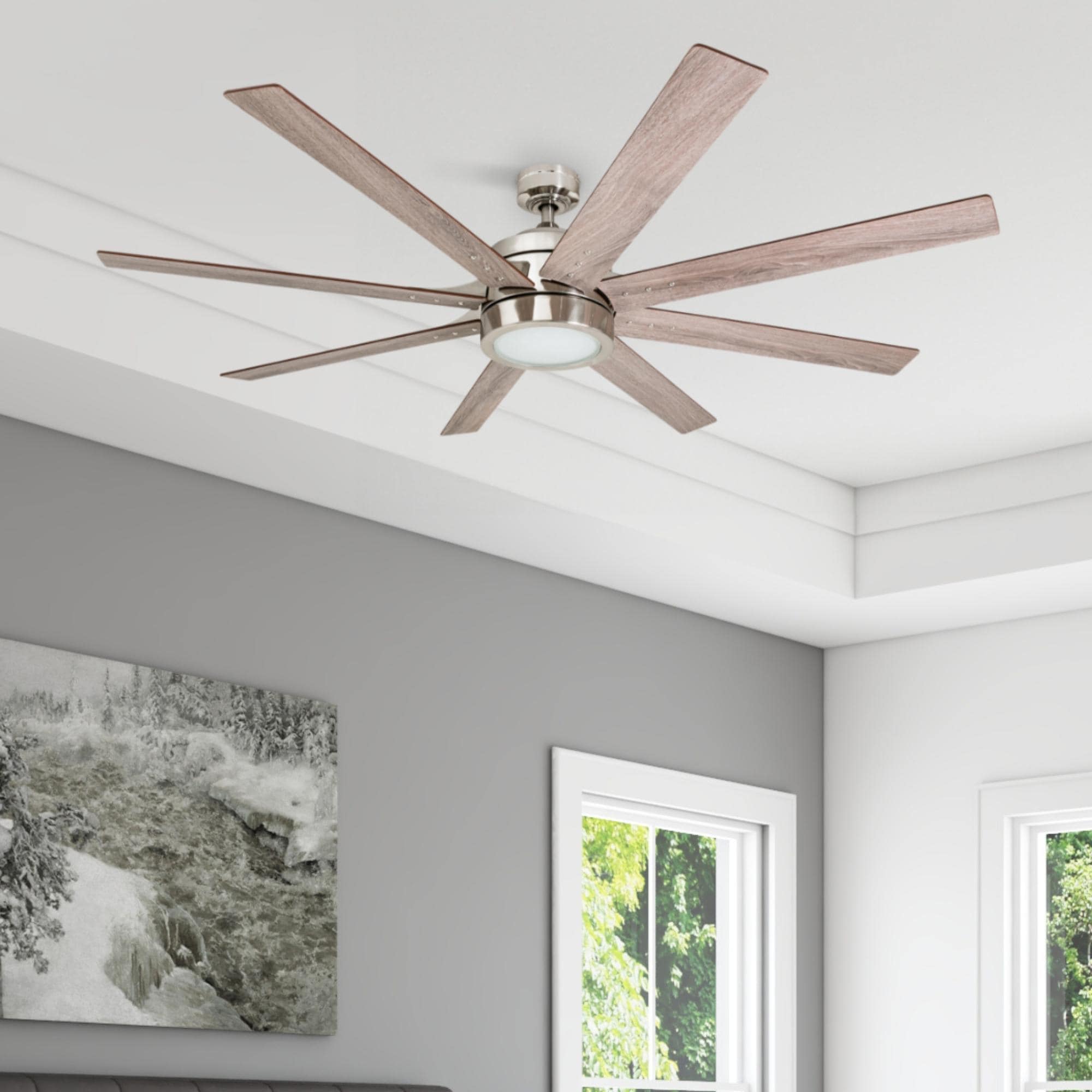 Honeywell Xerxes 62 Brushed Nickel Led Remote Control Ceiling Fan 8 Blade Integrated Light