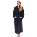 Womens Hooded Plush Robe Long Fleece Solid Robe