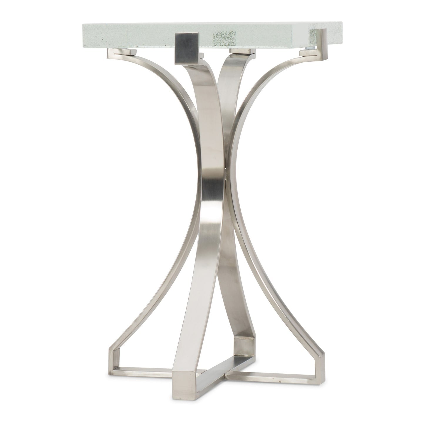 Hooker Furniture 500 50 966 17 1 4 Long Bubble Glass Top Stainless Steel Pedestal Table Chrome