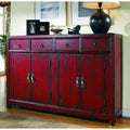 Hooker Furniture 500 50 711 58 1 4 Wide Hardwood Cabinet From The Asian Collection Distressed Rich Red N A