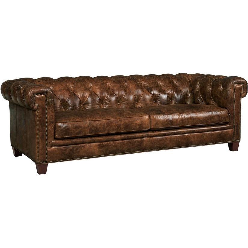 Hooker Furniture Ss195 03 087 90 Wide Leather Sofa From The Chester Collection Dark Walnut