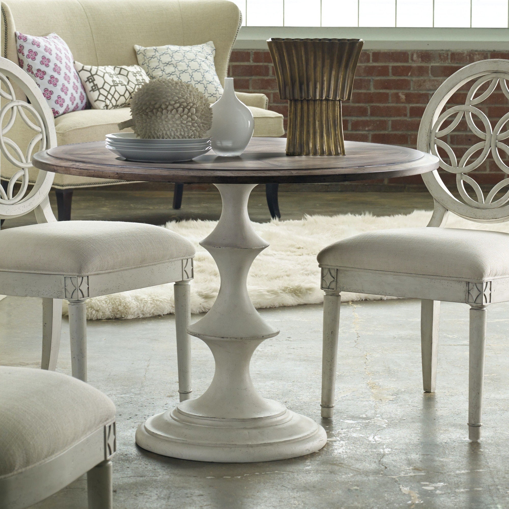 Hooker Furniture 638 75007 42 Diameter Hardwood Dining Table From The Melange Brynlee Collection Walnut With White