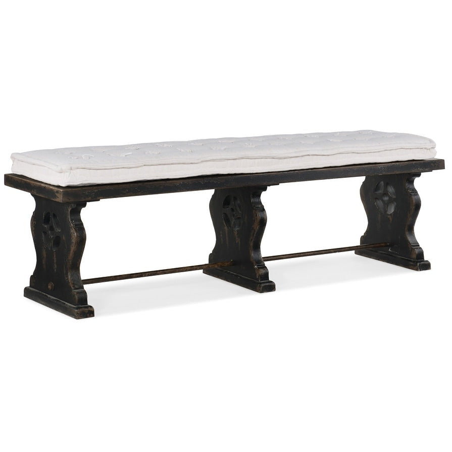 Hooker Furniture 5805 90019 Ciao Bella 72 Vintage Bench With Harp Distressed Black