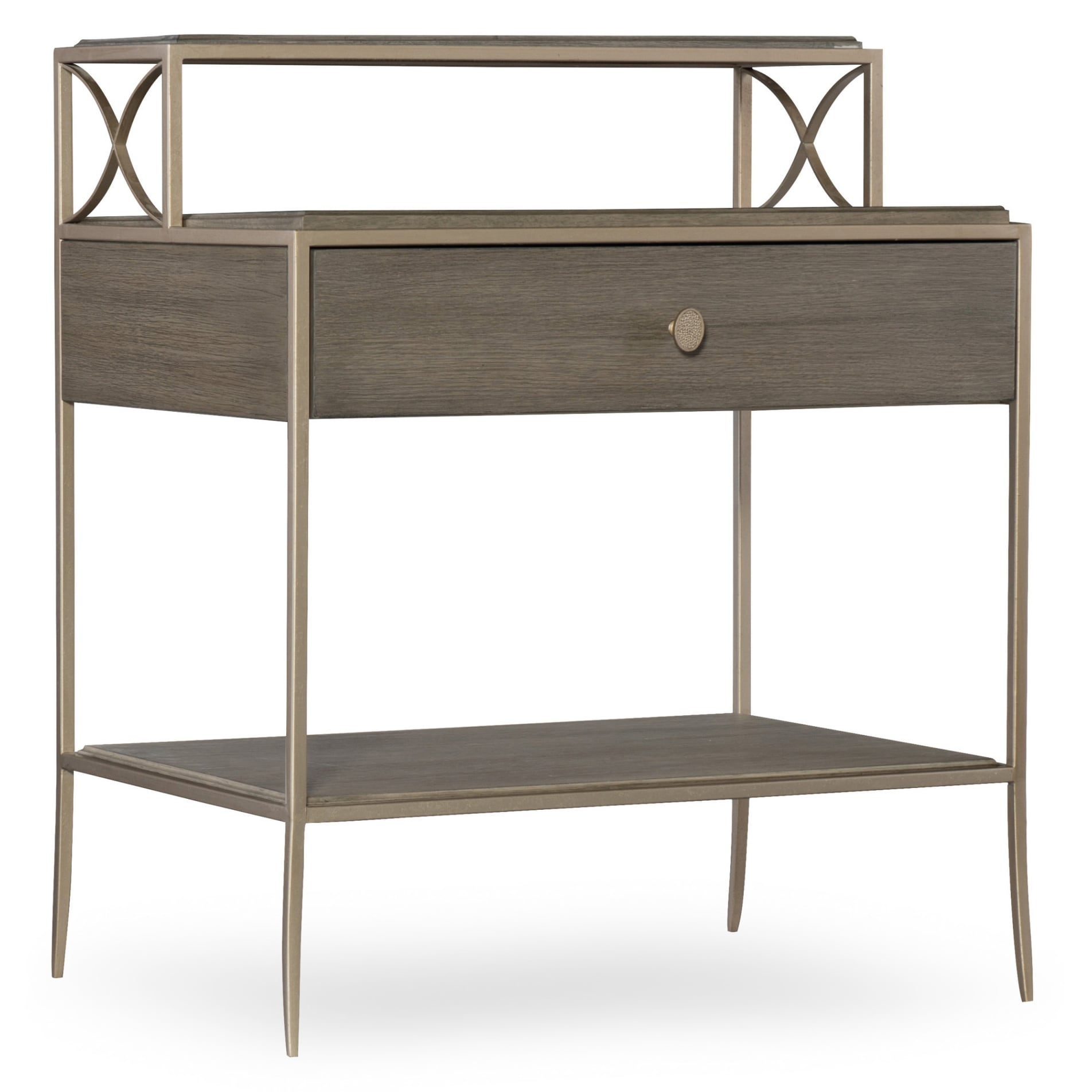 Hooker Furniture 5990 90116 Dkw Elixir 25 Wide Metal And Rubberwood Nightstand Soft Gray Champagne