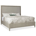 Hooker Furniture 5990 90850 Multi Elixir Queen Walnut Upholstered Panel Bed Fram Serene Gray Beige