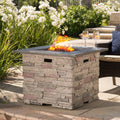 Hoonah 32 Inch Outdoor Square Liquid Propane Fire Pit With Lava Rocks By Christopher Knight Home