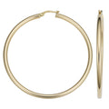 Hoop Earrings 14K Yellow Gold Bead Earrings 3 X 50 Mm Made In Italy 2 Inch By Joelle Collection