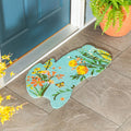 Hop Into Spring Floral Shaped Coir Door Mat 30 X 18 30 X 18