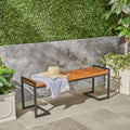 Hopkins Outdoor Industrial Acacia Wood And Iron Bench By Christopher Knight Home