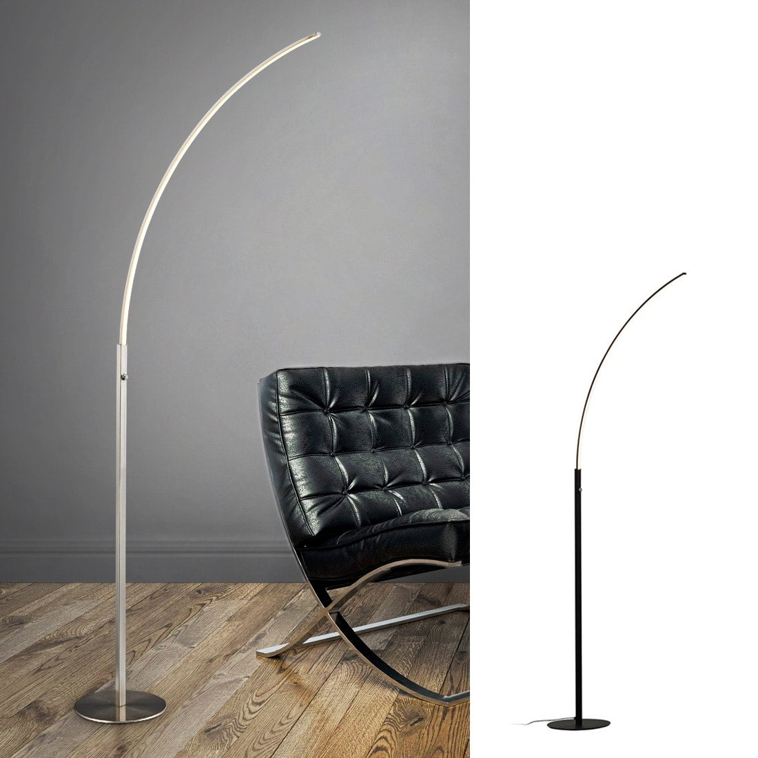 Homeglam Horizon Brushed Nickel 66 Inch 18 Watt Led Arched Floor Lamp