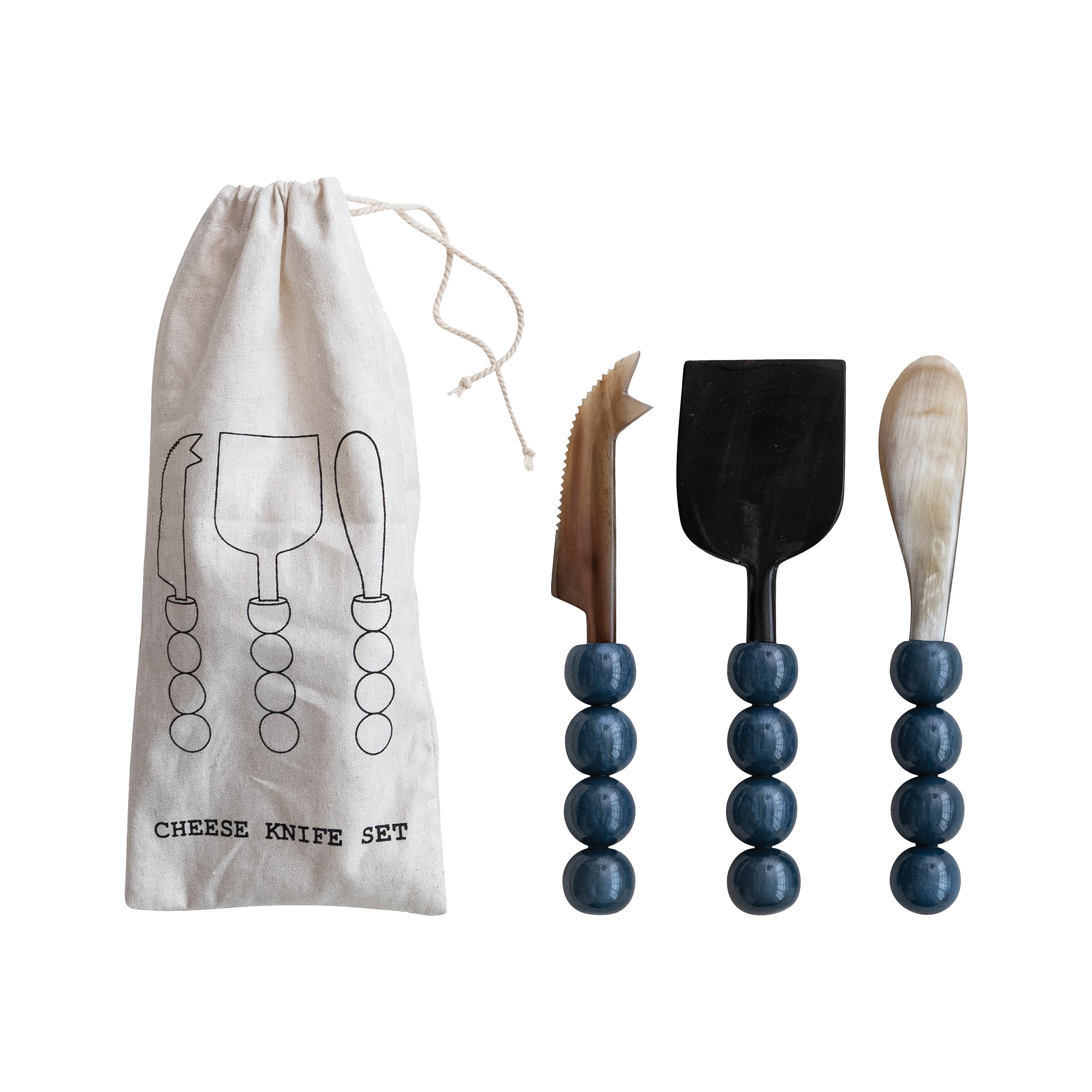 Horn Cheese Knife Set With Resin Handles 6.75 L X 2.0 W X 1.0 H