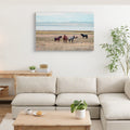 Horse Framed Wall Art Decor Western Farmhouse Wood Painting Vintage Farm Painting Wild Animals Walking On Sprawling Grassland
