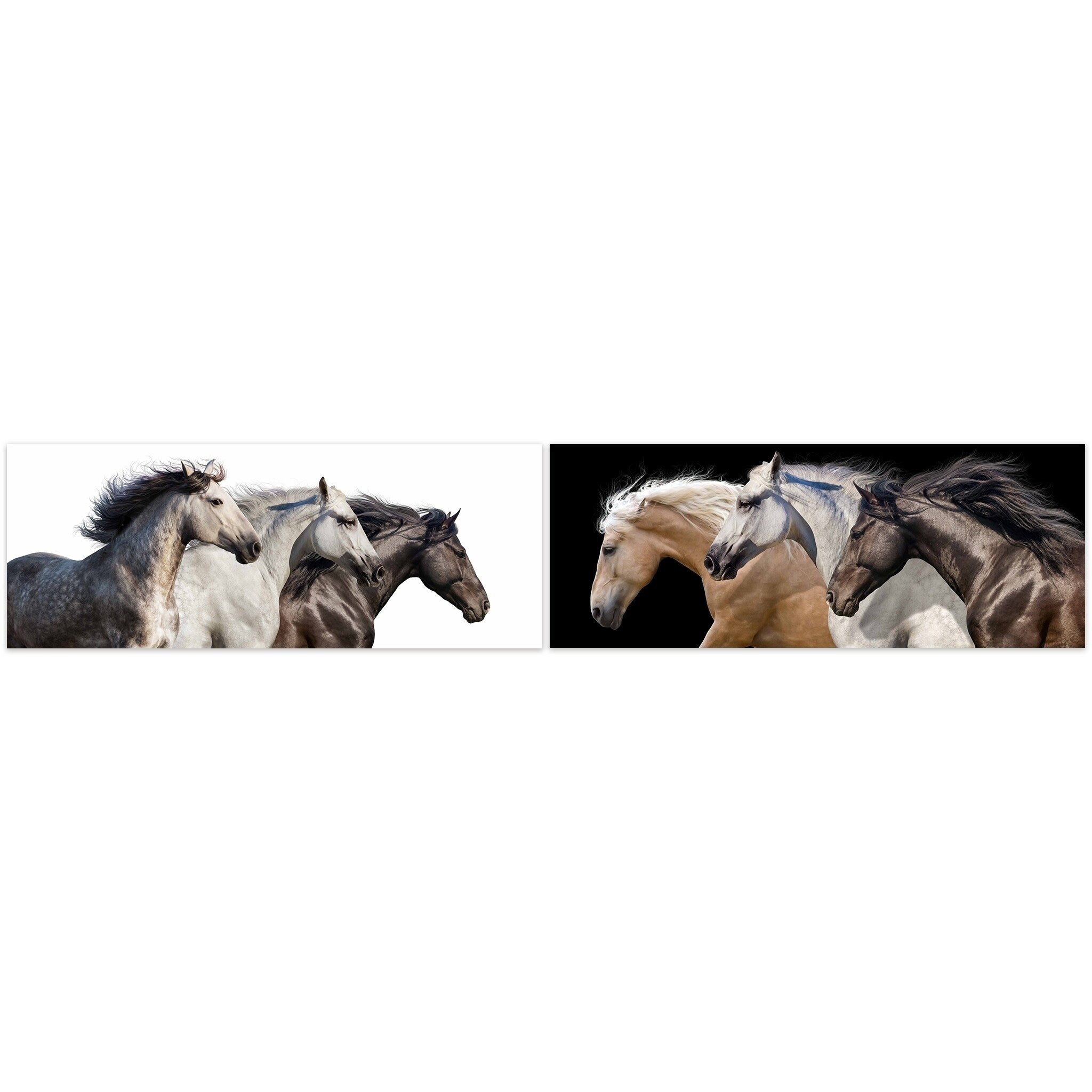 Horse Glass Wall Art Black Brown White