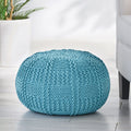Hortense Modern Knitted Cotton Round Pouf By Christopher Knight Home