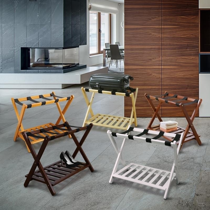 Hotel Style Luggage Rack With Shelf