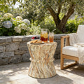 Hourglass Concrete Outdoor Side Table Lightweight Simulated Stone Texture For Living Room Garden