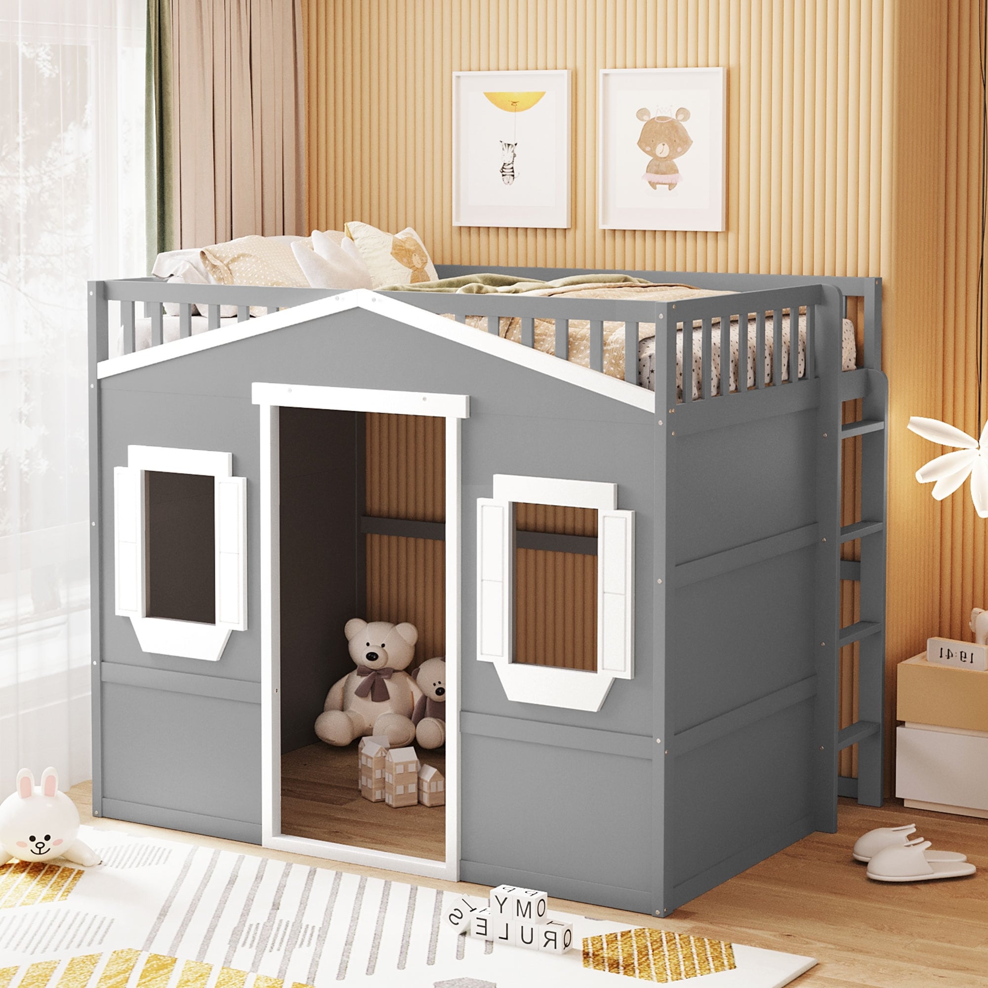House Loft Bed With Ladder For Bedroom