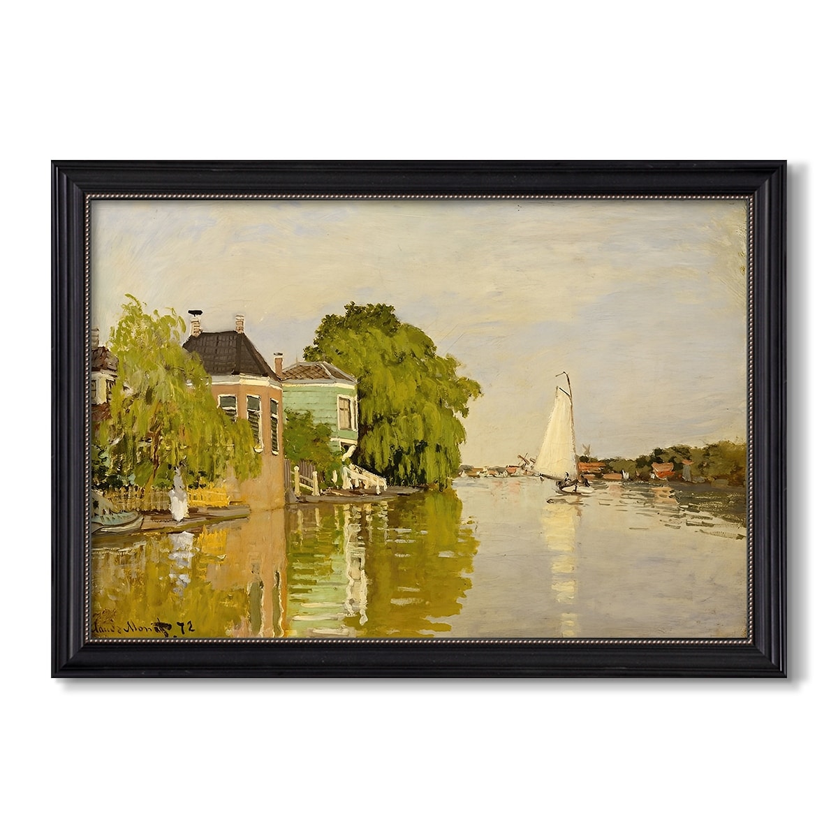 Houses On The Achterzaan 1871 Claude Monet Custom Framed Canvas