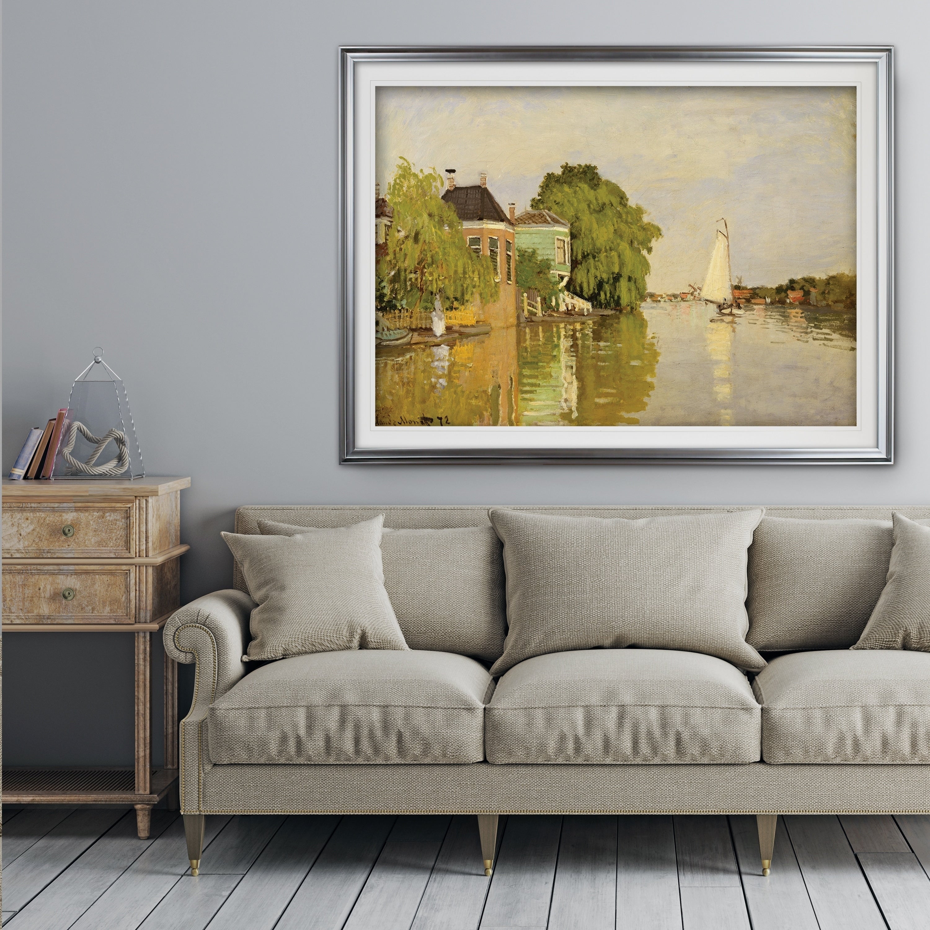 Houses On The Achterzaan Claude Monet Premium Framed Print