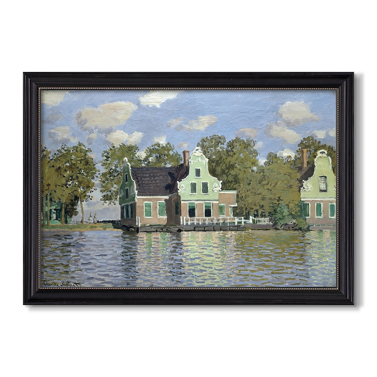 Houses On The Zaan River At Zaandam 1871 Claude Monet Custom Framed Canvas