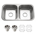 Houzer Bsd 3209 Belleo 32 Drop In Double Basin Stainless Steel Kitchen Sink Stainless Steel