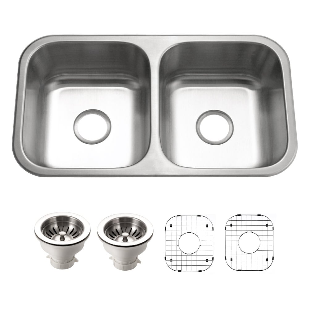 Houzer Bsd 3209 Belleo 32 Drop In Double Basin Stainless Steel Kitchen Sink Stainless Steel