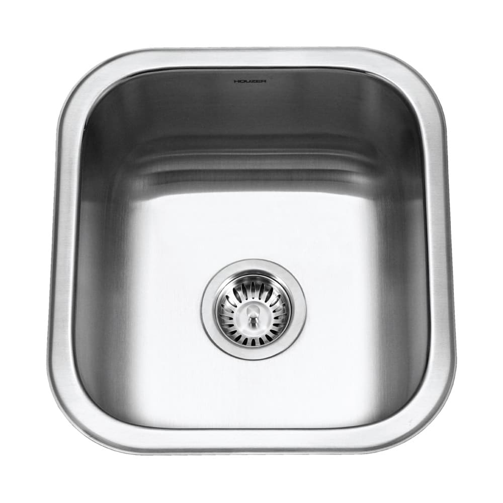 Houzer Ms 1708 Club 16 1 4 Single Basin Undermount 18 Gauge Stainless Steel Bar Sink With Sound Dampening Technology Basket