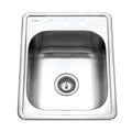 Houzer 1722 7Bs Hospitality 17 Single Basin Drop In 22 Gauge Stainless Steel Bar Sink With Sound Dampening Technology Basket