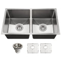 Houzer Nod 4200 Nouvelle 31 1 8 Double Basin Undermount 18 Gauge Stainless Steel Kitchen Sink With 50 50 Split Basket