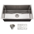 Houzer Nog 4150 Nouvelle 31 1 8 Single Basin Undermount 18 Gauge Kitchen Sink With Sound Dampening Technology Basket Strainer
