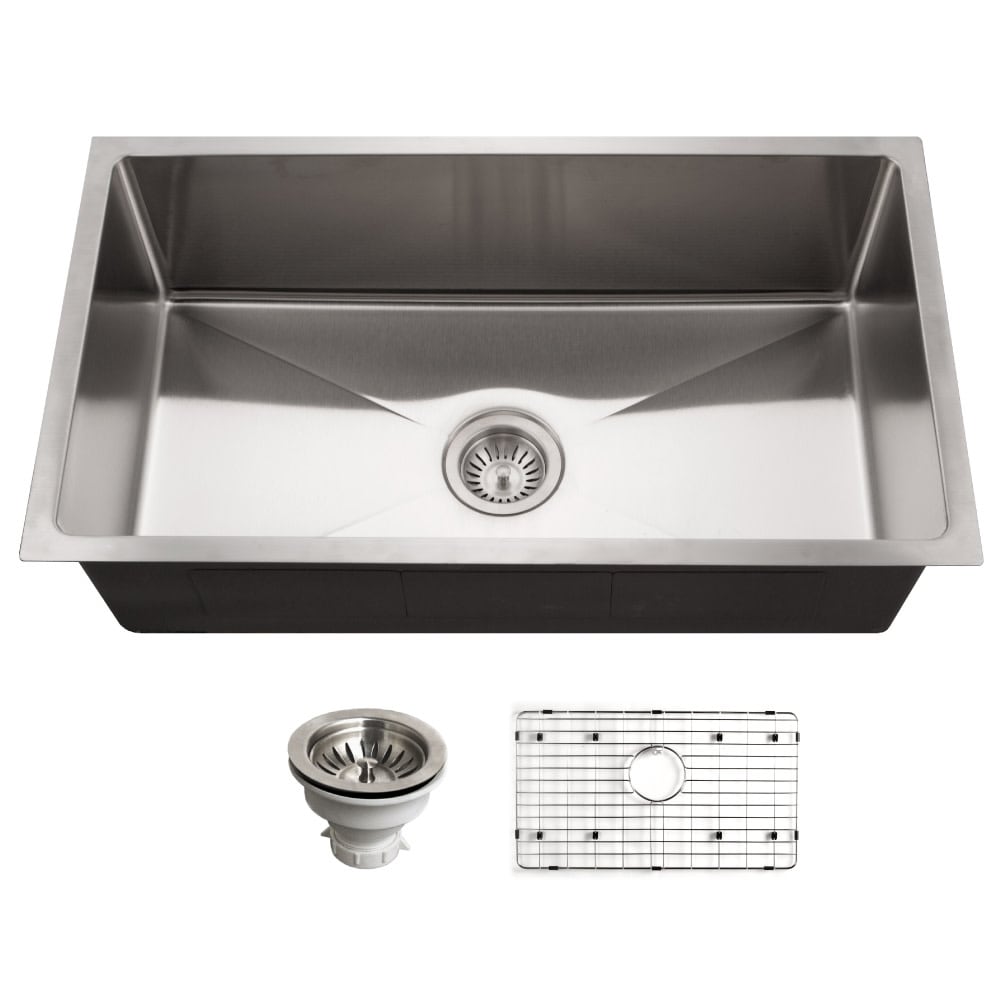Houzer Nog 4150 Nouvelle 31 1 8 Single Basin Undermount 18 Gauge Kitchen Sink With Sound Dampening Technology Basket Strainer
