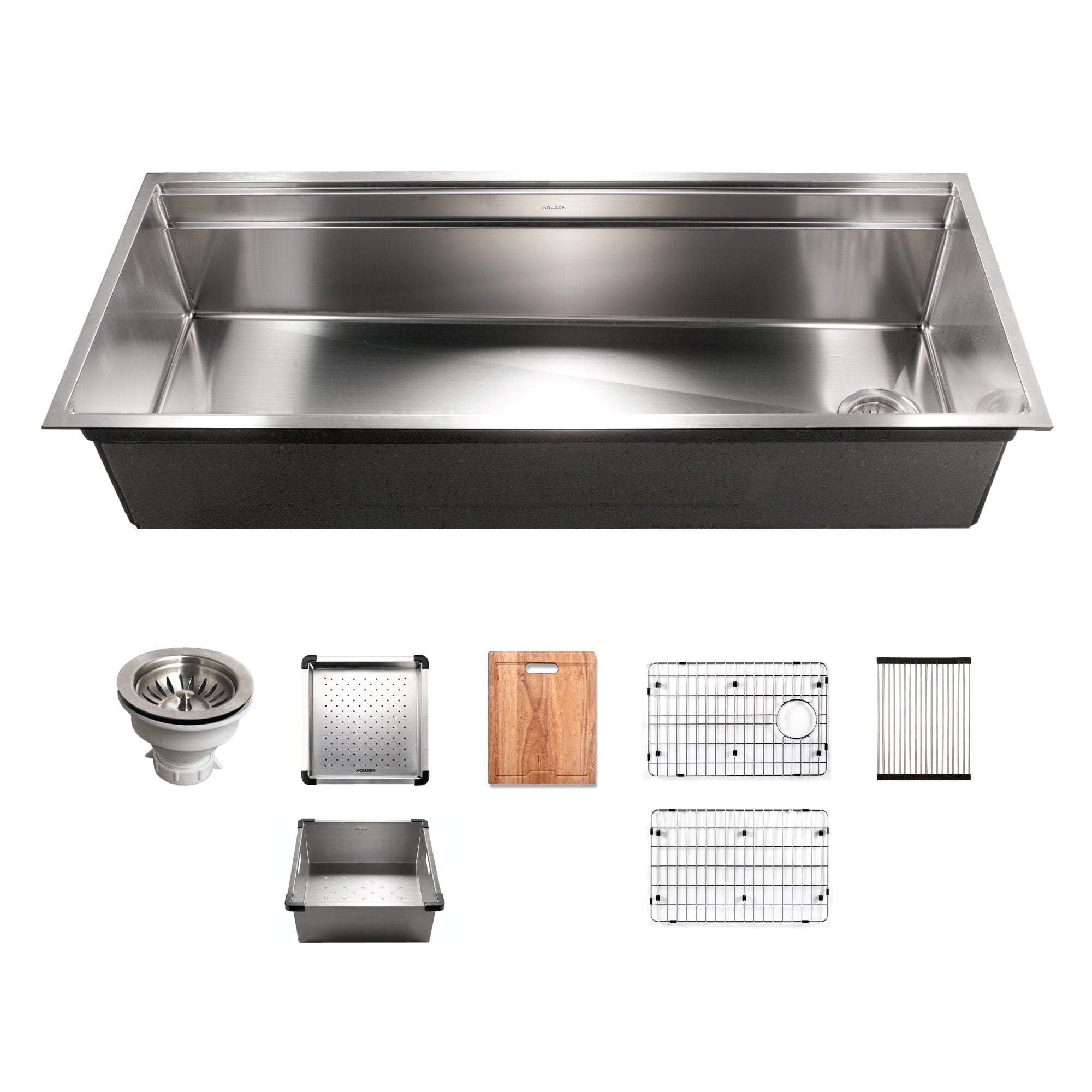 Houzer Nvs 6500 Novus 45 Undermount Single Basin 18 Gauge St Stainless Steel