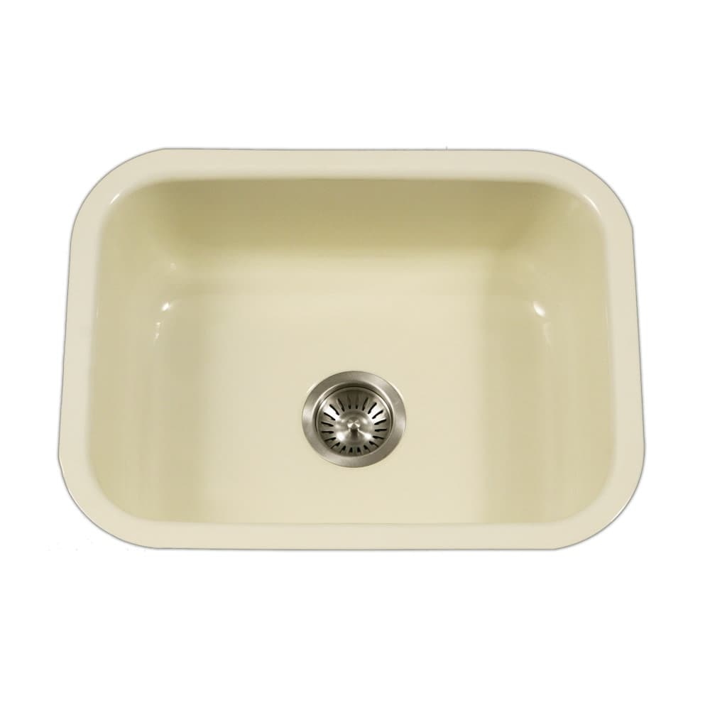 Houzer Pcs 2500 Porcela 22 3 4 Single Basin Undermount Porcelain Enameled Kitchen Sink With Sound Dampening Technology