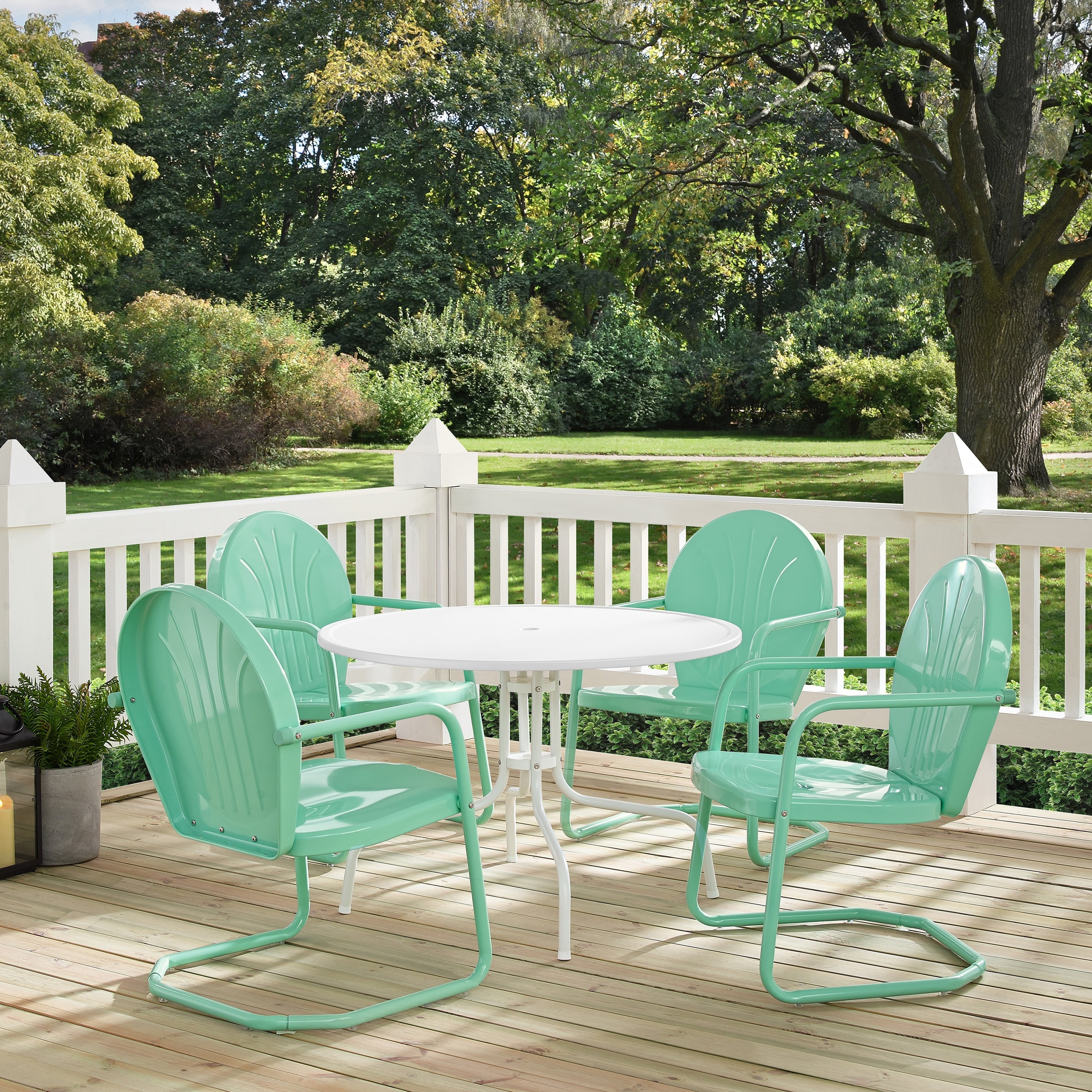 Havenside Home Howard Bay Aqua 5 Piece Metal Outdoor Dining Set