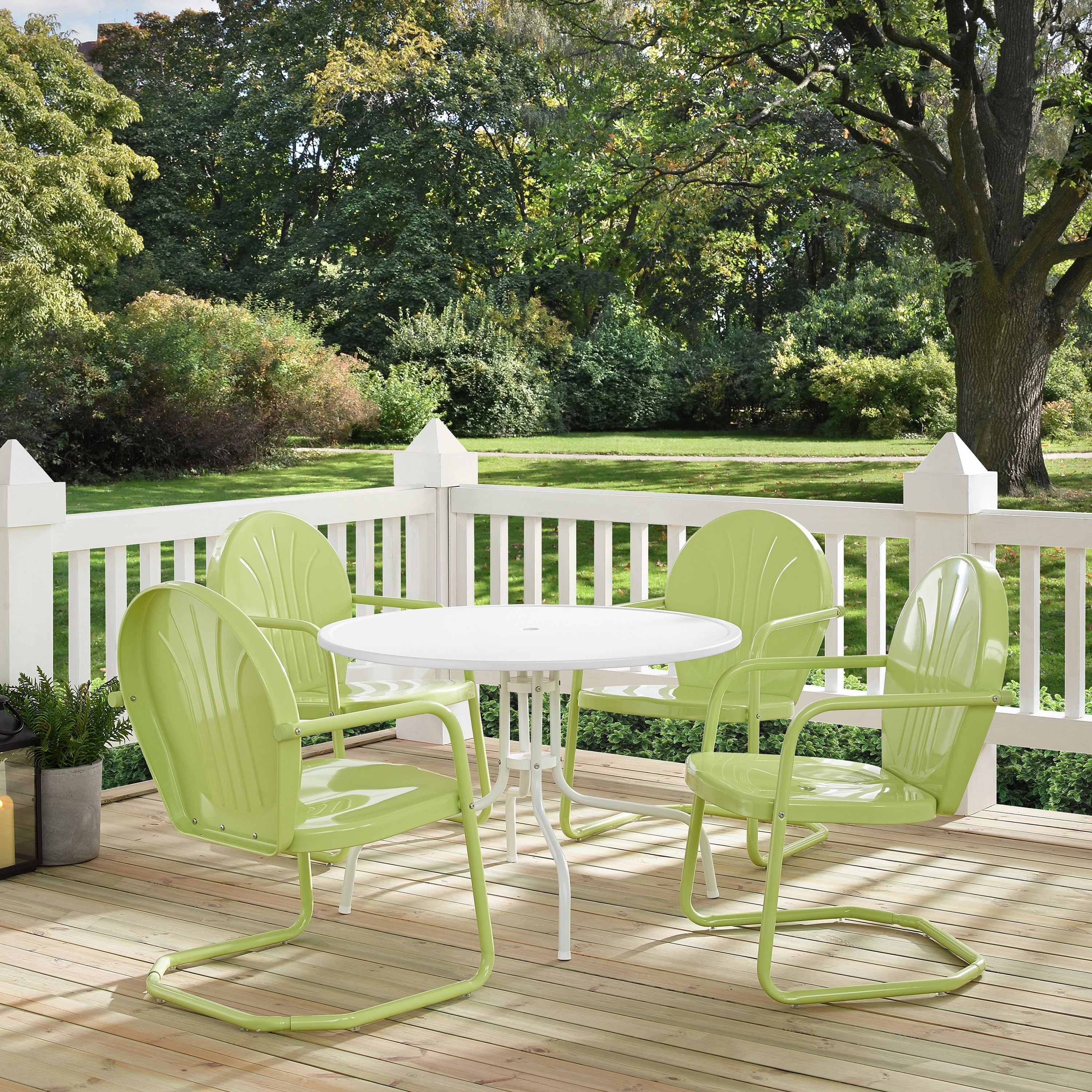 Havenside Home Howard Bay Key Lime 5 Piece Metal Outdoor Dining Set