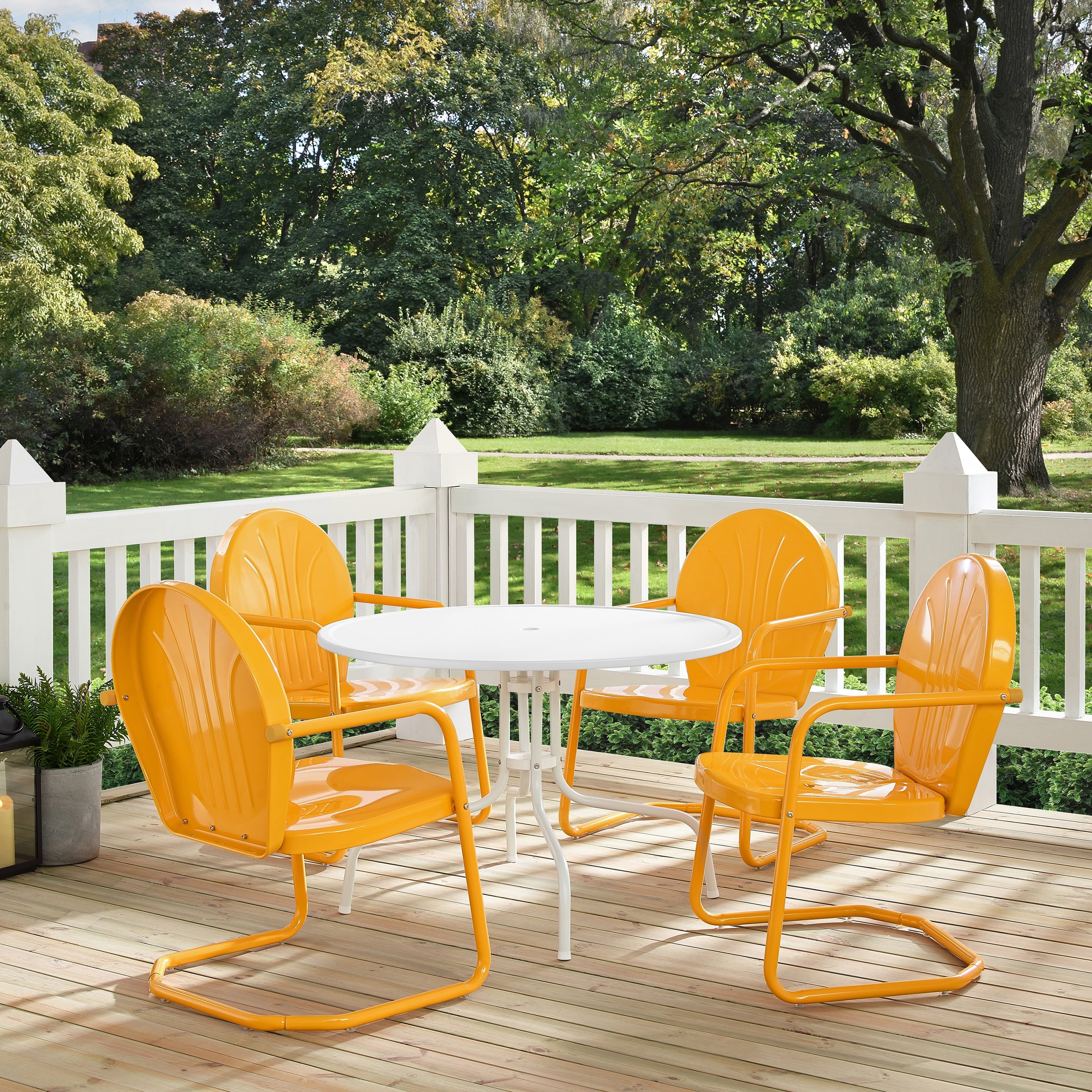 Havenside Home Howard Bay Tangerine 5 Piece Metal Outdoor Dining Set