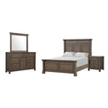 Huder 4Pc Queen Bedroom Set Sculpted Tall Headboard Dark Walnut Brown