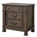 Huder Nightstand 3 Drawers Dark Walnut Brown Wood Black Metal 29 Inch
