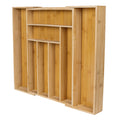 Hudson 12.2 In. W X 17 In. D X 2.4 In. H Modern Farmhouse Handcrafted Bamboo Expandable 8 Slot Kitchen Drawer Organizer