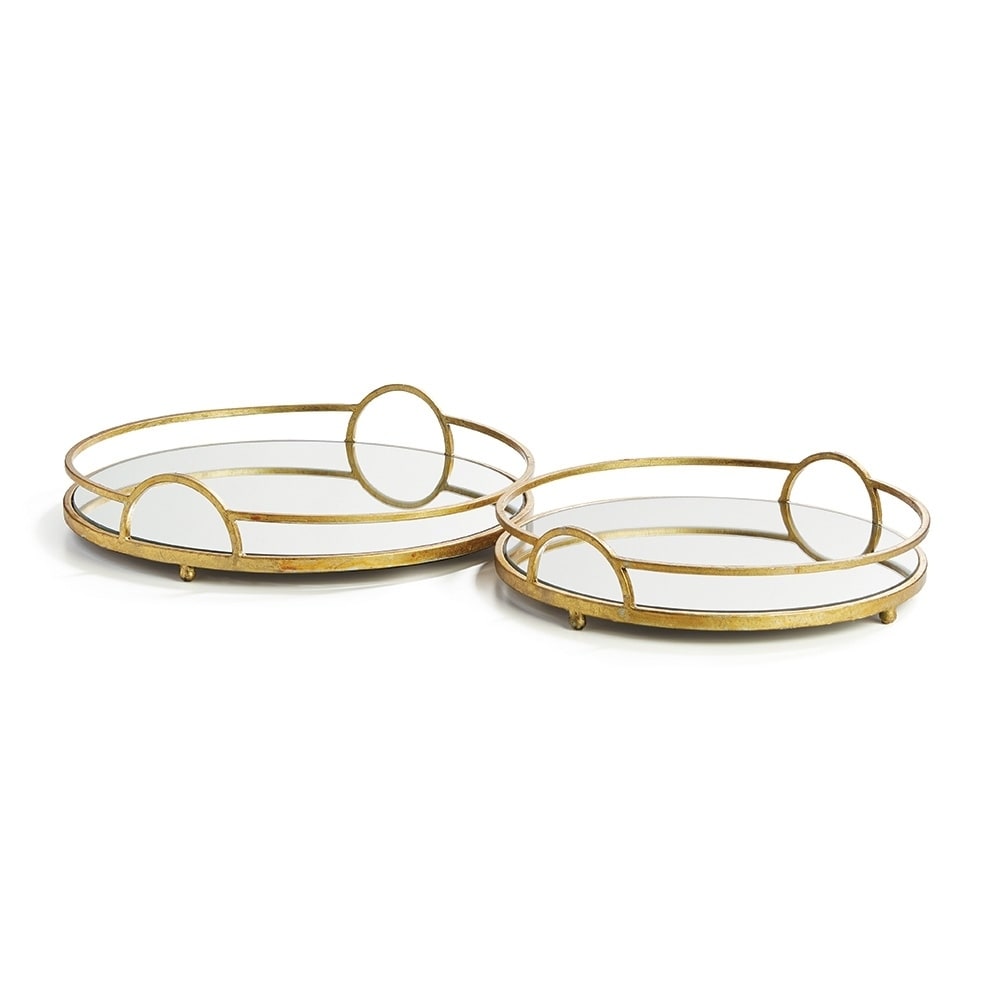 Hudson Mirrored Trays Set Of 2 Antique Gold