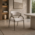 Hudson Modern Off White Fabric Bronze Dining Chair